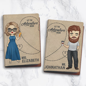 Que l'aventure commence - Étui de passeport personnalisé, cadeau pour les couples, cadeau pour les amoureux du voyage