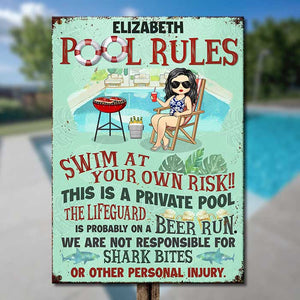 Règles de la piscine - Plaque métallique personnalisée - Cadeau pour couple, mari et femme