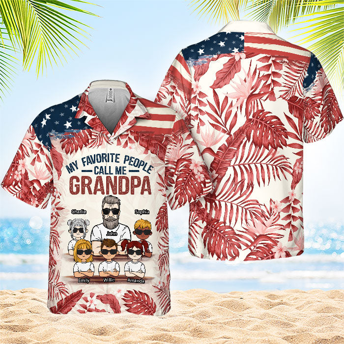Mes personnes préférées m'appellent - T-shirt hawaïen personnalisé - Cadeau pour papa, grand-père