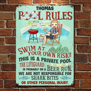 Règles de la piscine - Plaque métallique personnalisée - Cadeau pour couple, mari et femme