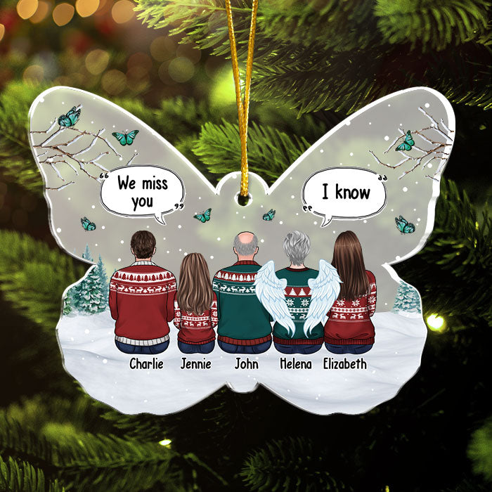 Tu me manques plus que tout - Ornement commémoratif personnalisé en acrylique en forme de papillon - Cadeau de condoléances, cadeau de Noël pour les membres de la famille