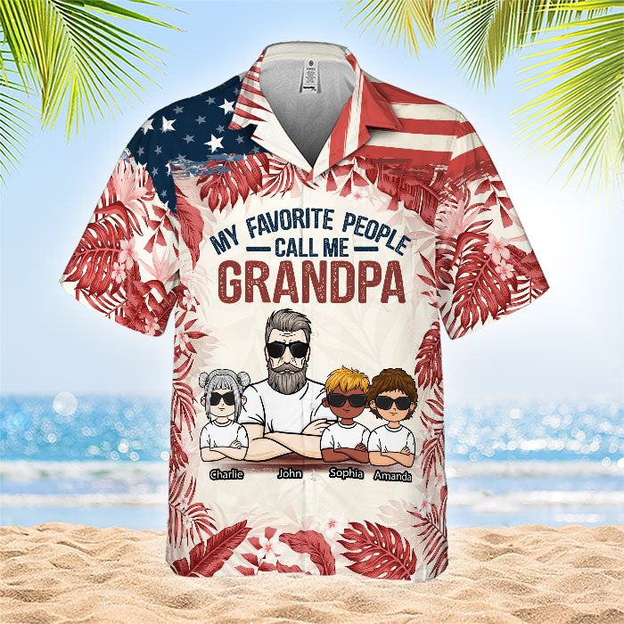 Mes personnes préférées m'appellent - T-shirt hawaïen personnalisé - Cadeau pour papa, grand-père