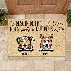 Pas besosin de frapper French - Funny Personalized Dog Decorative Mat.