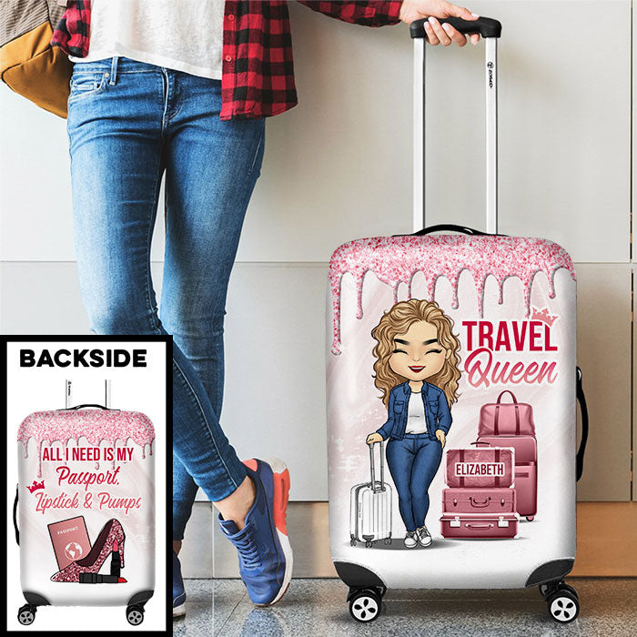 Tout ce dont j'ai besoin, c'est de mon rouge à lèvres et de mes escarpins ! Cadeau pour ma meilleure amie, housse de bagage personnalisée