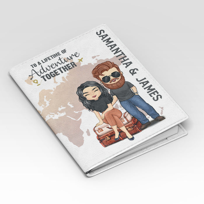 Pour une vie d'aventures ensemble - Étui de passeport personnalisé, cadeau pour couple, mari et femme