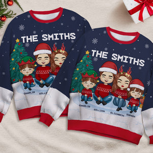 Noël est un moment pour la famille, papa et maman ! Sweat-shirt moche personnalisé pour la famille ! Pull en laine unisexe ! Cadeau de Noël pour les membres de la famille