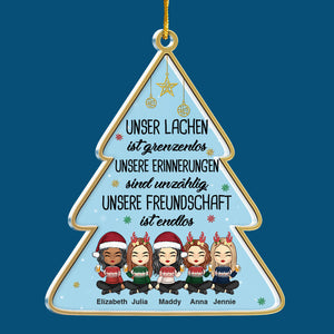 Nicht Nur Freunde, Eher Eine Kleine Bande - Ornement de Noël en acrylique en forme d'arbre de Noël personnalisé allemand - Cadeau pour meilleure amie, meilleure amie, sœur, cadeau d'anniversaire pour meilleure amie et amie, cadeau de Noël