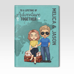 Pour une vie d'aventures ensemble - Étui de passeport personnalisé, cadeau pour couple, mari et femme