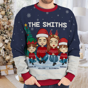 Noël est un moment pour la famille, papa et maman ! Sweat-shirt moche personnalisé pour la famille ! Pull en laine unisexe ! Cadeau de Noël pour les membres de la famille