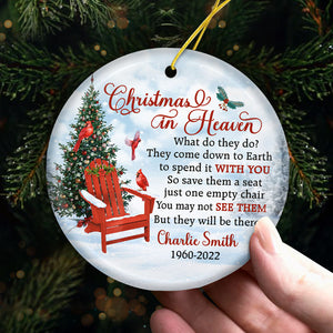 Ils descendent sur terre pour passer Noël avec vous - Ornement commémoratif personnalisé personnalisé - Forme ronde en céramique - Cadeau de condoléances, cadeau de Noël pour la famille