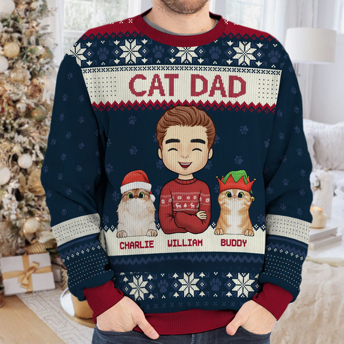 La vie est meilleure avec les chats - Sweat-shirt personnalisé avec chat - Pull unisexe en laine - Cadeau de Noël pour les propriétaires et les amoureux des animaux