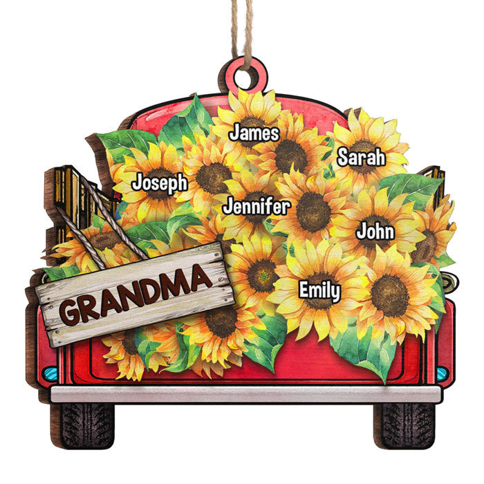 Tu es mon rayon de soleil - Décoration de Noël en bois personnalisée en forme de voiture - Cadeau pour grand-mère, grands-parents, cadeau de Noël