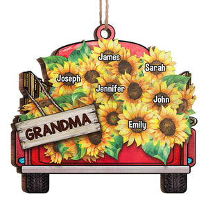Tu es mon rayon de soleil - Décoration de Noël en bois personnalisée en forme de voiture - Cadeau pour grand-mère, grands-parents, cadeau de Noël