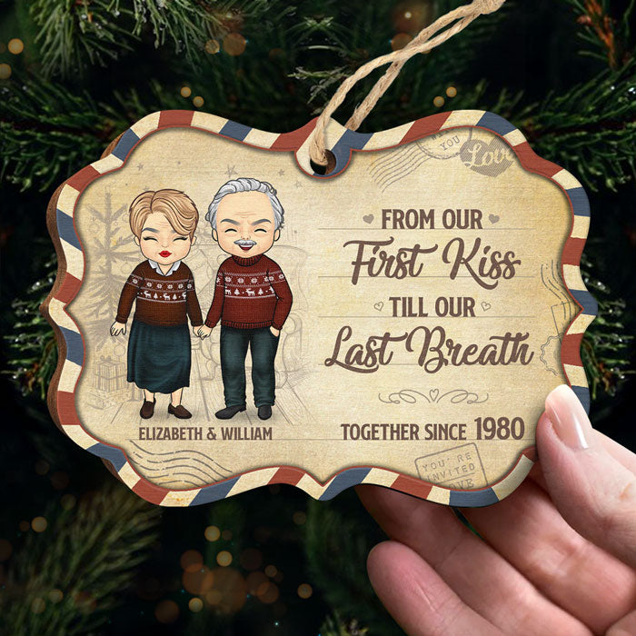 Depuis notre premier baiser ensemble depuis - Décoration de Noël en bois personnalisée en forme de Benelux - Cadeau pour couple, mari et femme, anniversaire, fiançailles, mariage, cadeau de mariage, cadeau de Noël