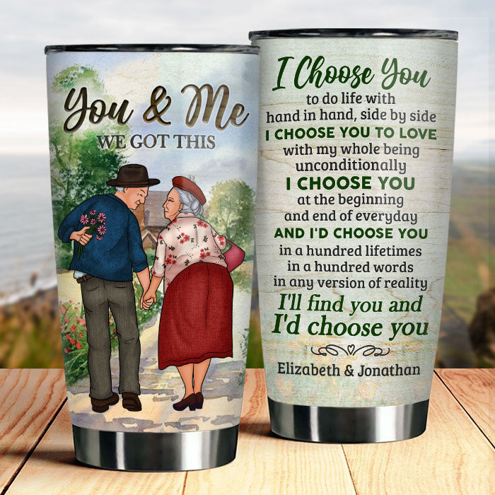 Je te choisis pour vivre avec toi - Verre personnalisé - Cadeau pour couple, mari et femme