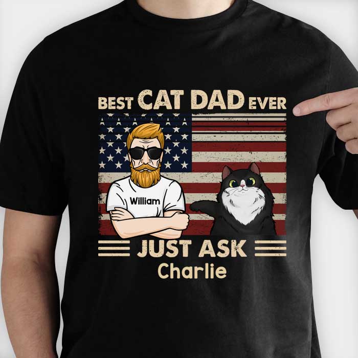 Meilleur papa chat de tous les temps - Just Ask Cats - Cadeau pour papa chat - T-shirt unisexe personnalisé, sweat à capuche