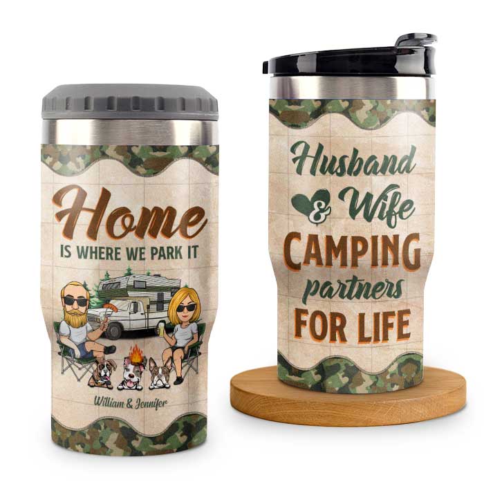 La maison est là où on la gare - Glacière personnalisée - Cadeau pour les couples, cadeau pour les amateurs de camping