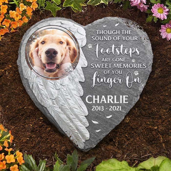 Souvenirs inoubliables - Pierre commémorative personnalisée, pierre tombale pour animaux de compagnie - Télécharger une image, cadeau commémoratif, cadeau de condoléances