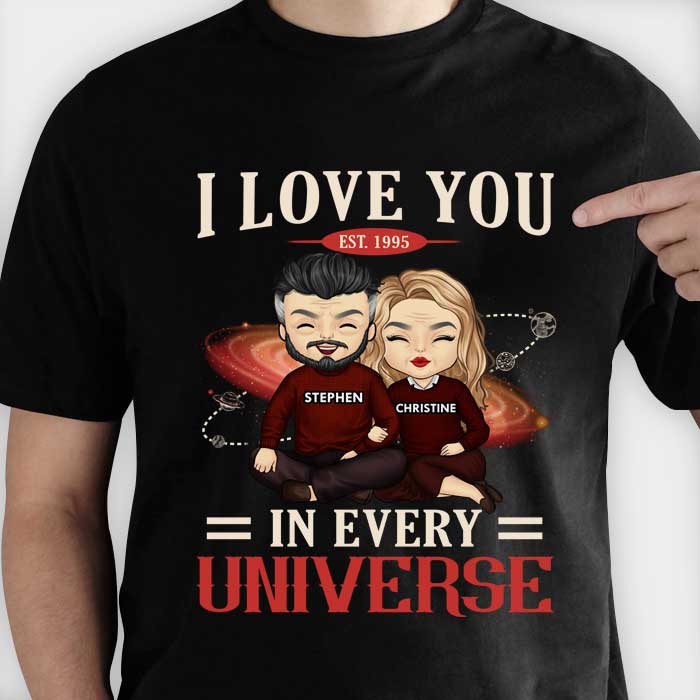 Je t'aime dans tous les univers - Cadeau pour couple, mari et femme - T-shirt personnalisé, sweat à capuche