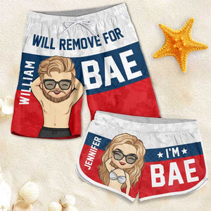Short de plage personnalisé pour couple - Cadeau pour couple, mari et femme