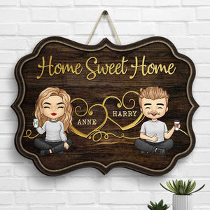 Home Sweet Home - Cadeau pour couple, mari et femme - Panneau en bois personnalisé