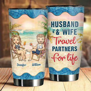 Partenaires de voyage pour la vie - Gobelet personnalisé - Cadeau pour couple, mari et femme