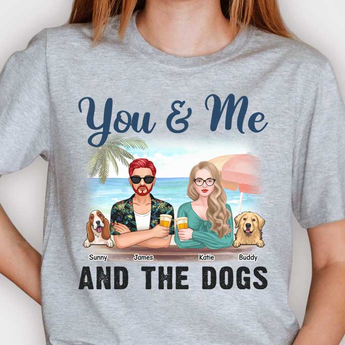 Toi, moi et les chiens - T-shirt unisexe personnalisé, sweat à capuche - Cadeau pour couple, mari et femme