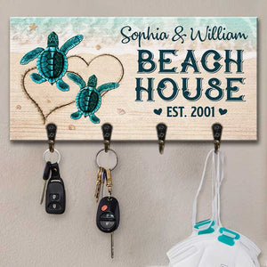 Tortues sur la plage - Porte-clés personnalisé, porte-clés - Cadeau pour couple, mari et femme