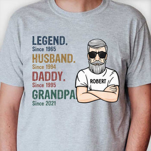 T-shirt unisexe personnalisé « Mari, papa, grand-père » - Cadeau pour grand-père