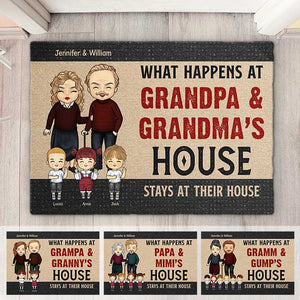 Que se passe-t-il chez grand-père et grand-mère ? Cadeau pour couple, mari et femme - Tapis décoratif personnalisé