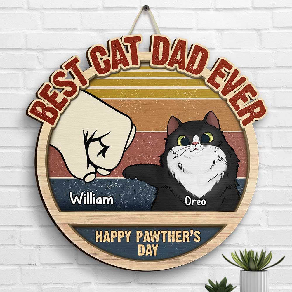 Joyeux anniversaire Pawther, papa chat ! Panneau en bois personnalisé ! Cadeau pour papa, cadeau pour la fête des pères