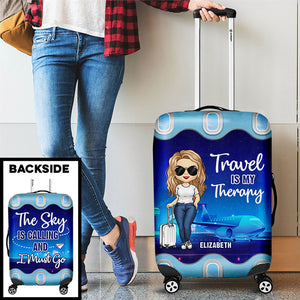 Voyager est ma thérapie, le ciel m'appelle et je dois y aller - Cadeau pour meilleure amie - Housse de bagage personnalisée
