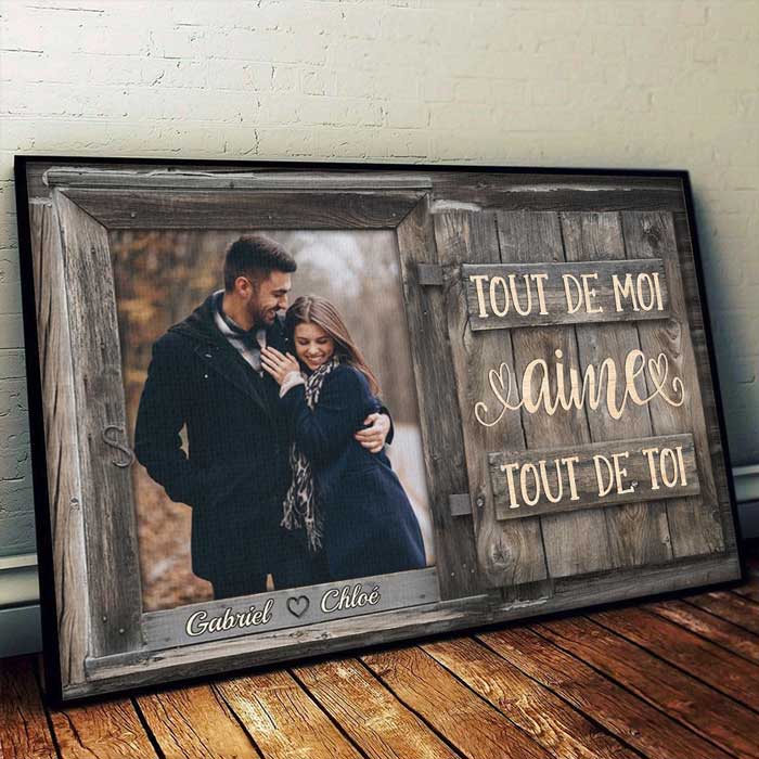 Tout De Moi Aime Tout De Toi - Télécharger image, cadeau pour couples, mari femme - Affiche horizontale personnalisée Français