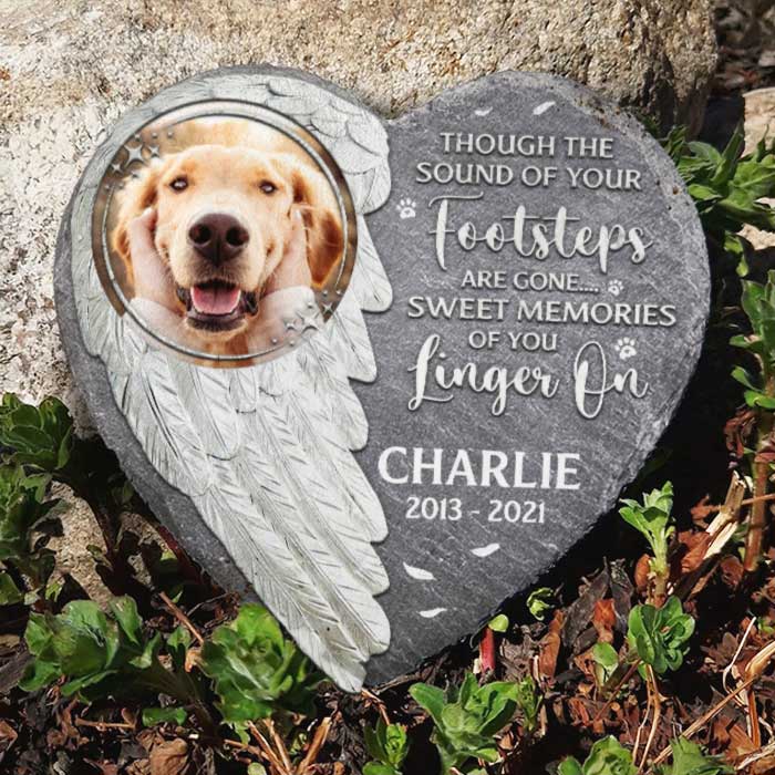 Souvenirs inoubliables - Pierre commémorative personnalisée, pierre tombale pour animaux de compagnie - Télécharger une image, cadeau commémoratif, cadeau de condoléances
