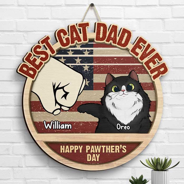 Joyeux anniversaire Pawther, papa chat ! Panneau en bois personnalisé ! Cadeau pour papa, cadeau pour la fête des pères