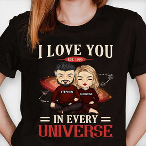 Je t'aime dans tous les univers - Cadeau pour couple, mari et femme - T-shirt personnalisé, sweat à capuche