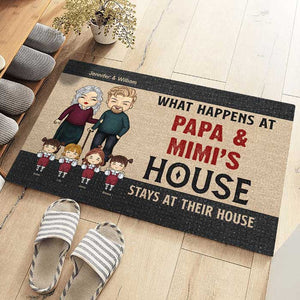 Que se passe-t-il chez grand-père et grand-mère ? Cadeau pour couple, mari et femme - Tapis décoratif personnalisé