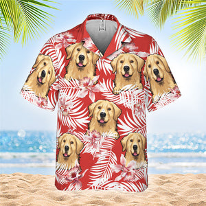 Été chaud avec chien - T-shirt hawaïen personnalisé - Cadeau pour les amoureux des animaux