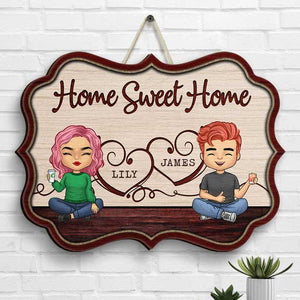 Home Sweet Home - Cadeau pour couple, mari et femme - Panneau en bois personnalisé