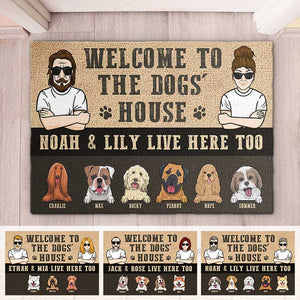Welcome To The Dogs House, Husband And Wife - Personalized Decorative Mat.