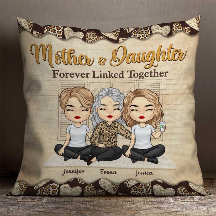 We Love You To The Moon And Back - Gift For Mom, Personalized Pillow (Insert Included).