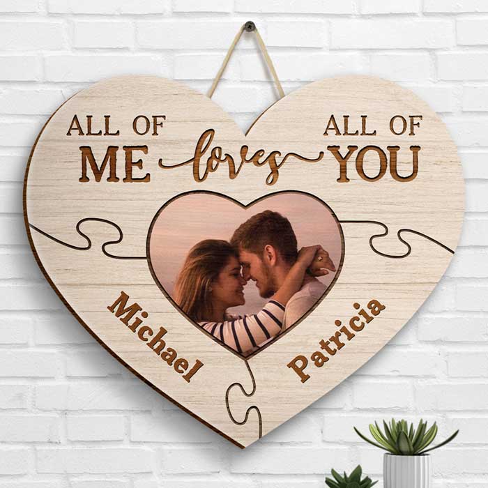 Je t'aime de tout mon cœur - Télécharger une image, cadeau pour couple, mari et femme - Panneau en bois personnalisé