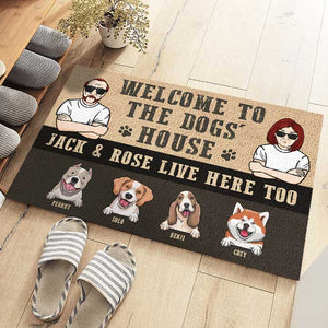 Welcome To The Dogs House, Husband And Wife - Personalized Decorative Mat.