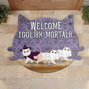 Bienvenue aux mortels insensés - Tapis décoratif personnalisé - Cadeau pour les amoureux des animaux, cadeau d'Halloween