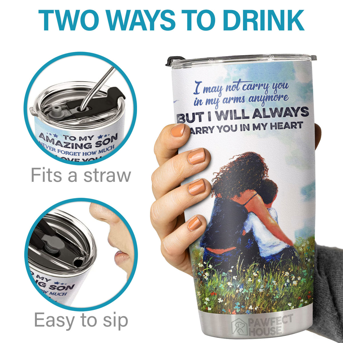 La vie ne consiste pas à attendre que l'orage passe, mais à apprendre à danser sous la pluie - Tumbler - À mon fils, cadeau pour fils, cadeau de maman pour fils, cadeau d'anniversaire pour fils