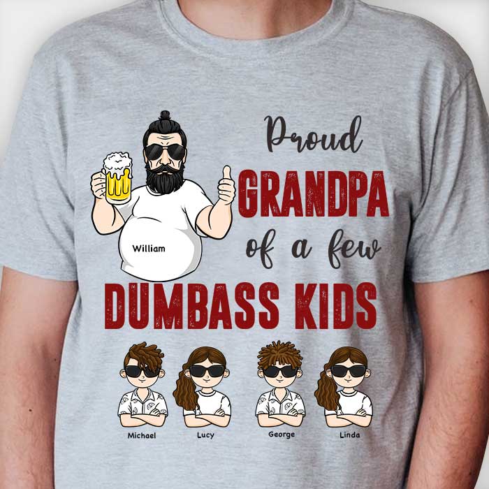 Fier papa d'enfants stupides - T-shirt et sweat à capuche unisexe personnalisé - Cadeau pour papa et grand-père