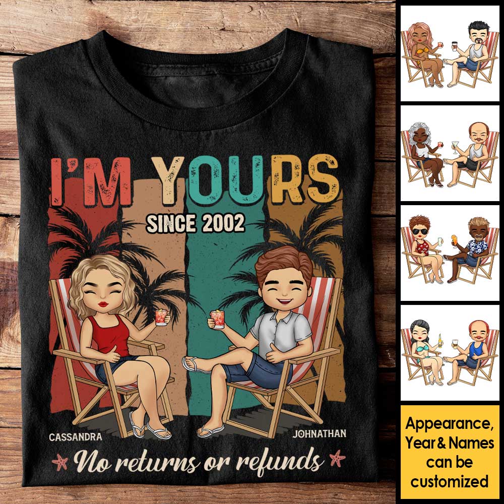 Je suis à toi, aucun retour ni remboursement - T-shirt unisexe personnalisé, sweat à capuche, sweat-shirt - Cadeau pour couple, mari et femme, anniversaire, fiançailles, mariage, cadeau de mariage