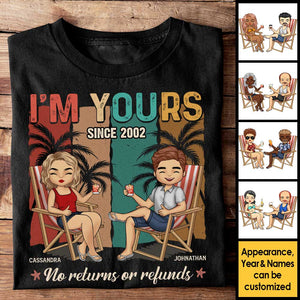 Je suis à toi, aucun retour ni remboursement - T-shirt unisexe personnalisé, sweat à capuche, sweat-shirt - Cadeau pour couple, mari et femme, anniversaire, fiançailles, mariage, cadeau de mariage