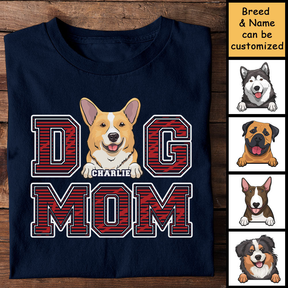 Dog Mom And Dog Dad Red Stripe - Gift for Dog Lovers, Gift For Dog Mom - Personalized Unisex T-Shirt, Hoodie.