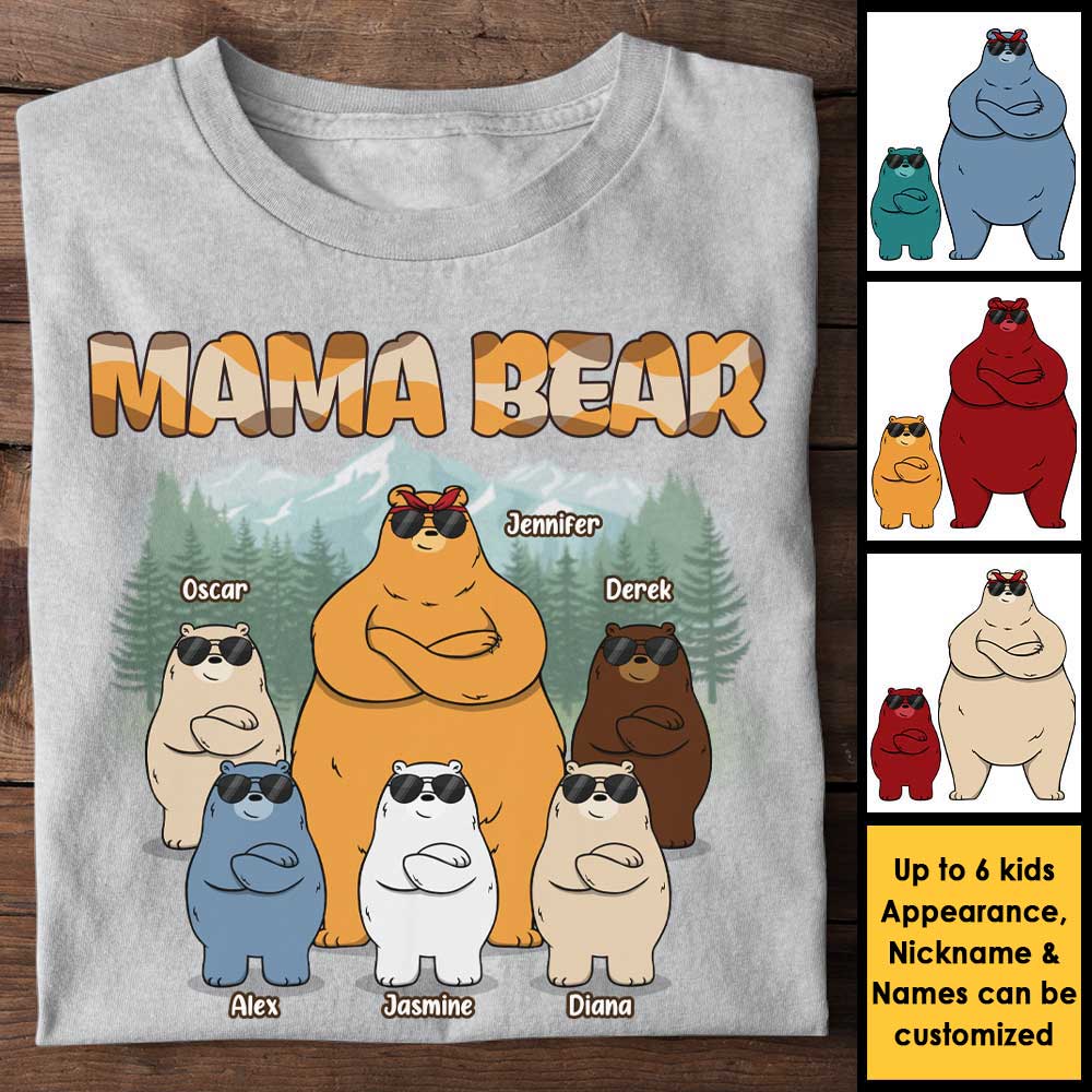 Mama & Kids Bears Family - Personalized Unisex T-shirt, Hoodie - Gift For Mom, Grandma